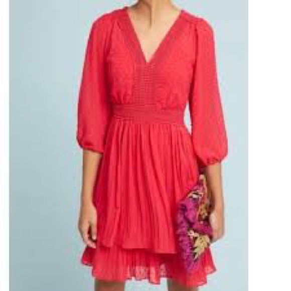 Meadow Rue by Anthropologie Minetta red dress size 2 - Picture 3 of 7